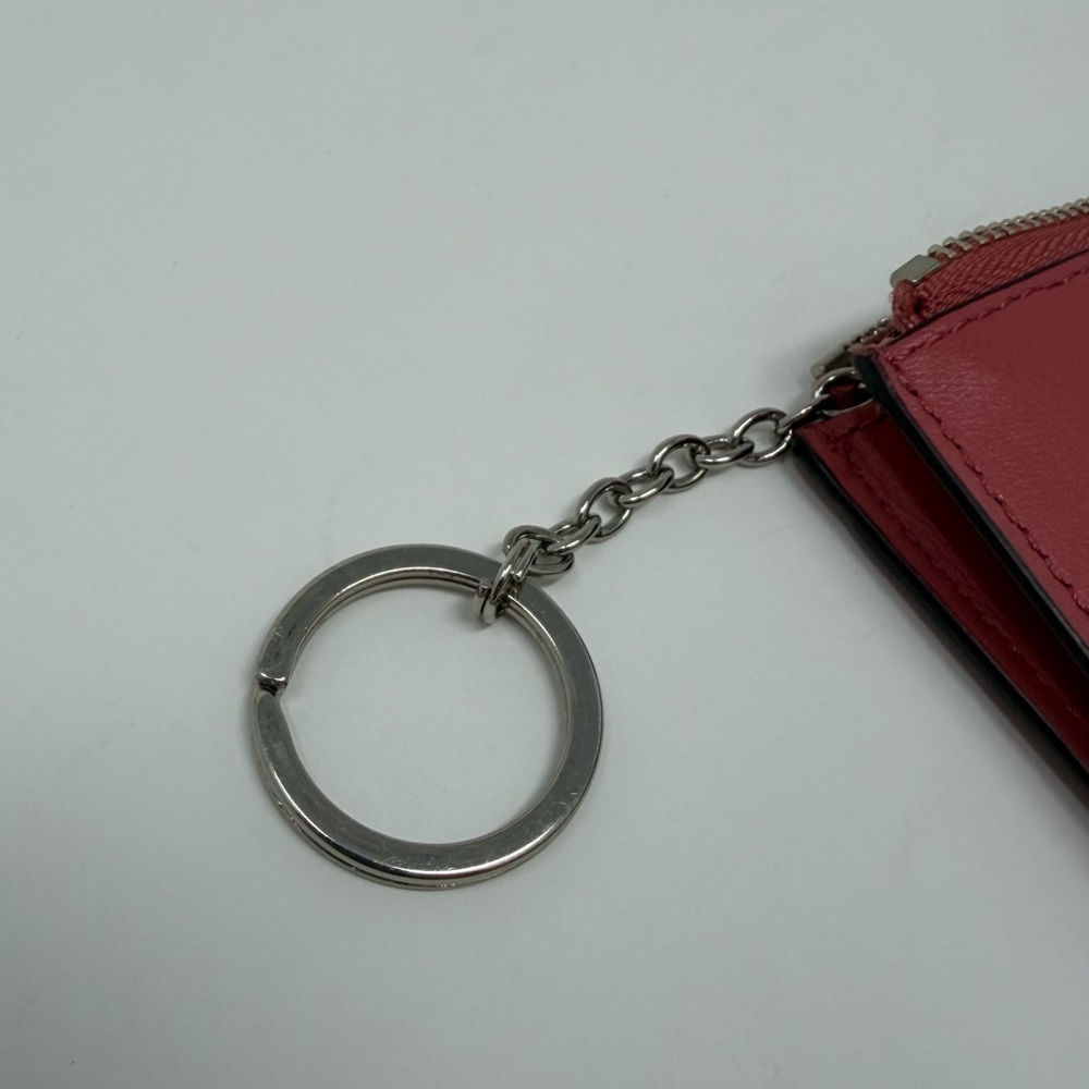 Coach Mini Skinny ID Case Pink Solid Key Ring ID Window Women's Card Wallet - Picture 6 of 15